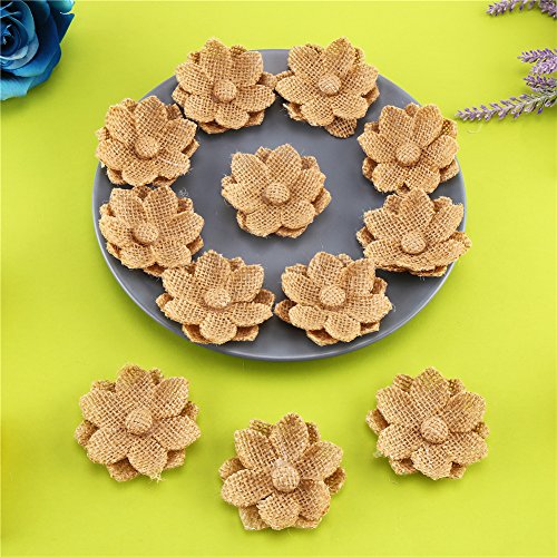 Ccinee Natural Burlap Flowers Handmade Burlap Rose For Wedding Decoration And Floral Crafts Making, Pack Of 12 #TOP1