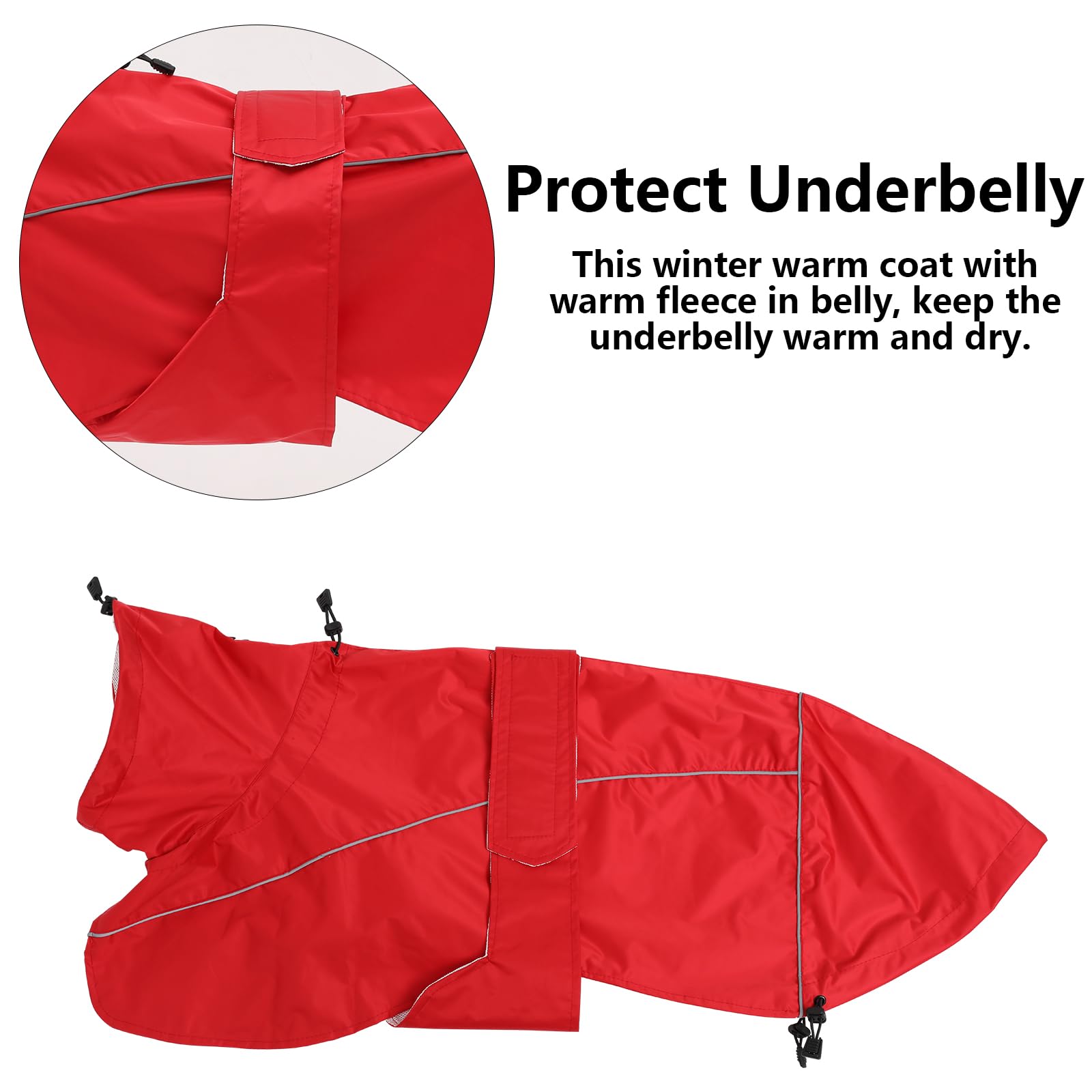 Manteau de Pluie MOREZI Greyhound, imperméable/imperméable, avec Cordon de Serrage réglable et Ceinture pour protéger l'abdomen, adapté aux Chiens de Taille Moyenne et Grande-Rouge-M