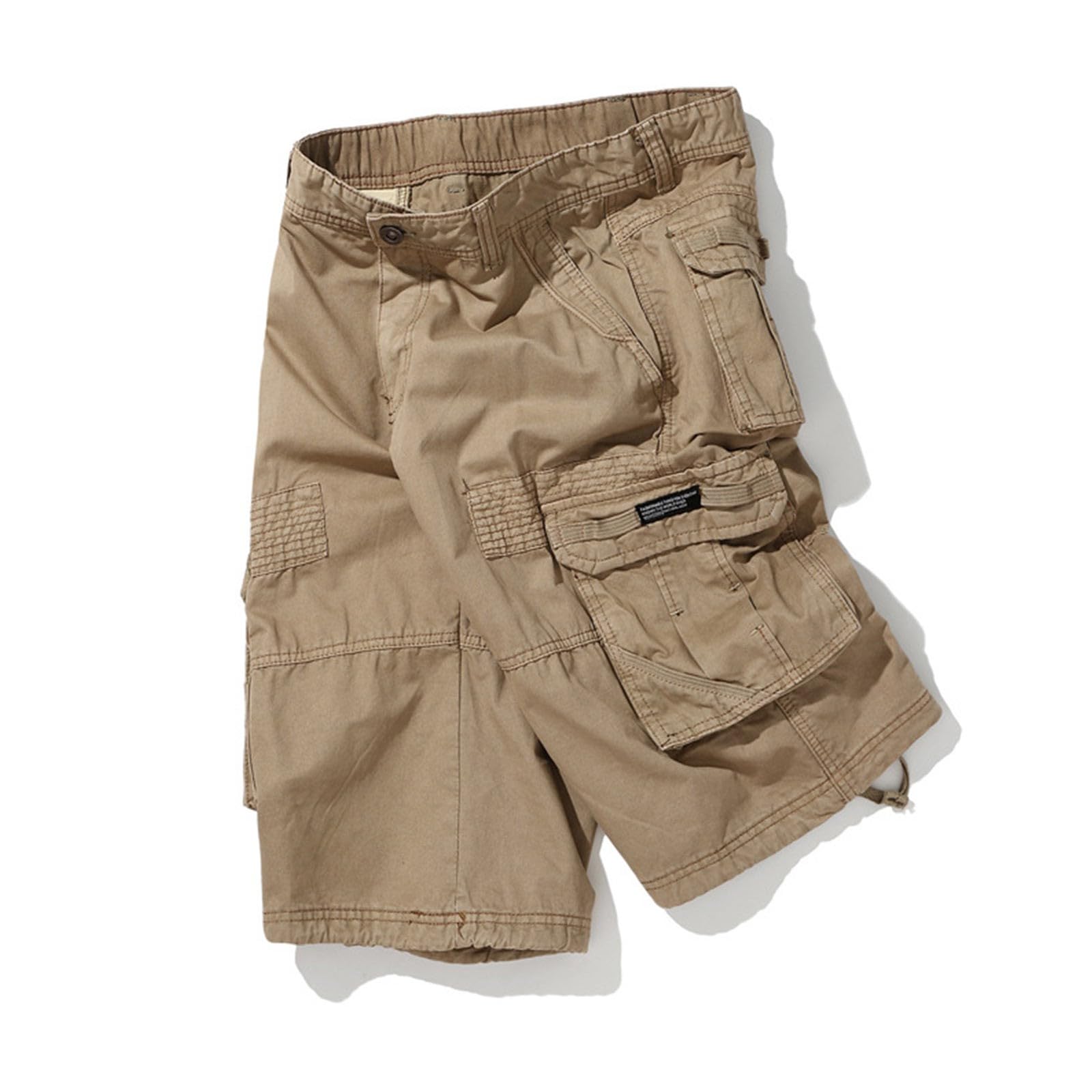 Men's Cargo Shorts Outdoor Casual Expandable Waist Ripstop Running Short Lightweight Quick Dry Fishing Hiking Shorts Khaki XL