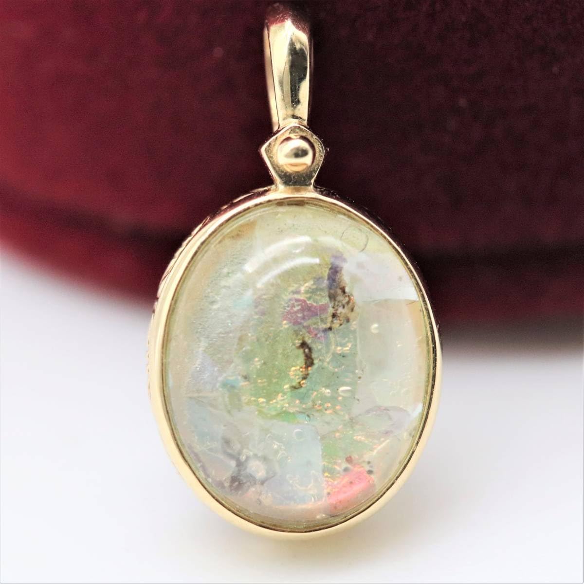 アガット agete ローマンガラス チャーム K10 ageteアガット K10ネックレス&ローマンガラスチャーム アガット