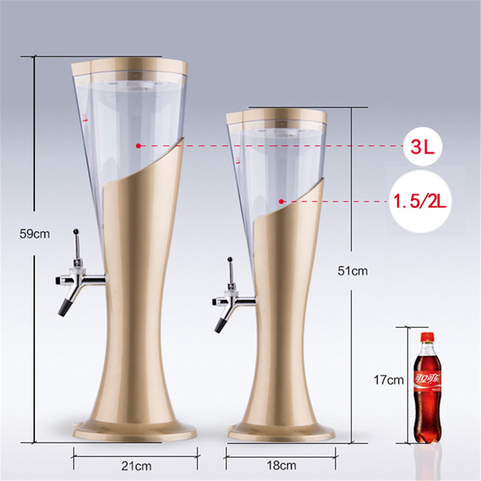 Wieża Piwa, Dozownik napojów Beer Tower z rurką do utrzymywania zimnych napojów, idealna na imprezy i gry, akcesoria do baru domowego,5,2.0L