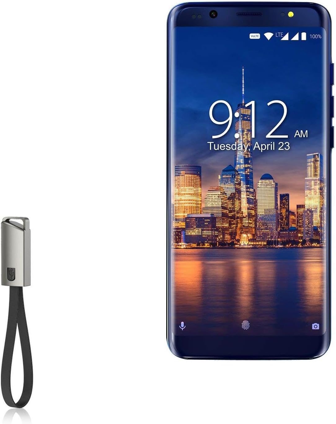 BoxWaveCable Compatible with NUU Mobile G3 - USB Type-C Keychain Charger, Key Ring USB Type-C to Type-A 8 in USB Cable - Jet Black