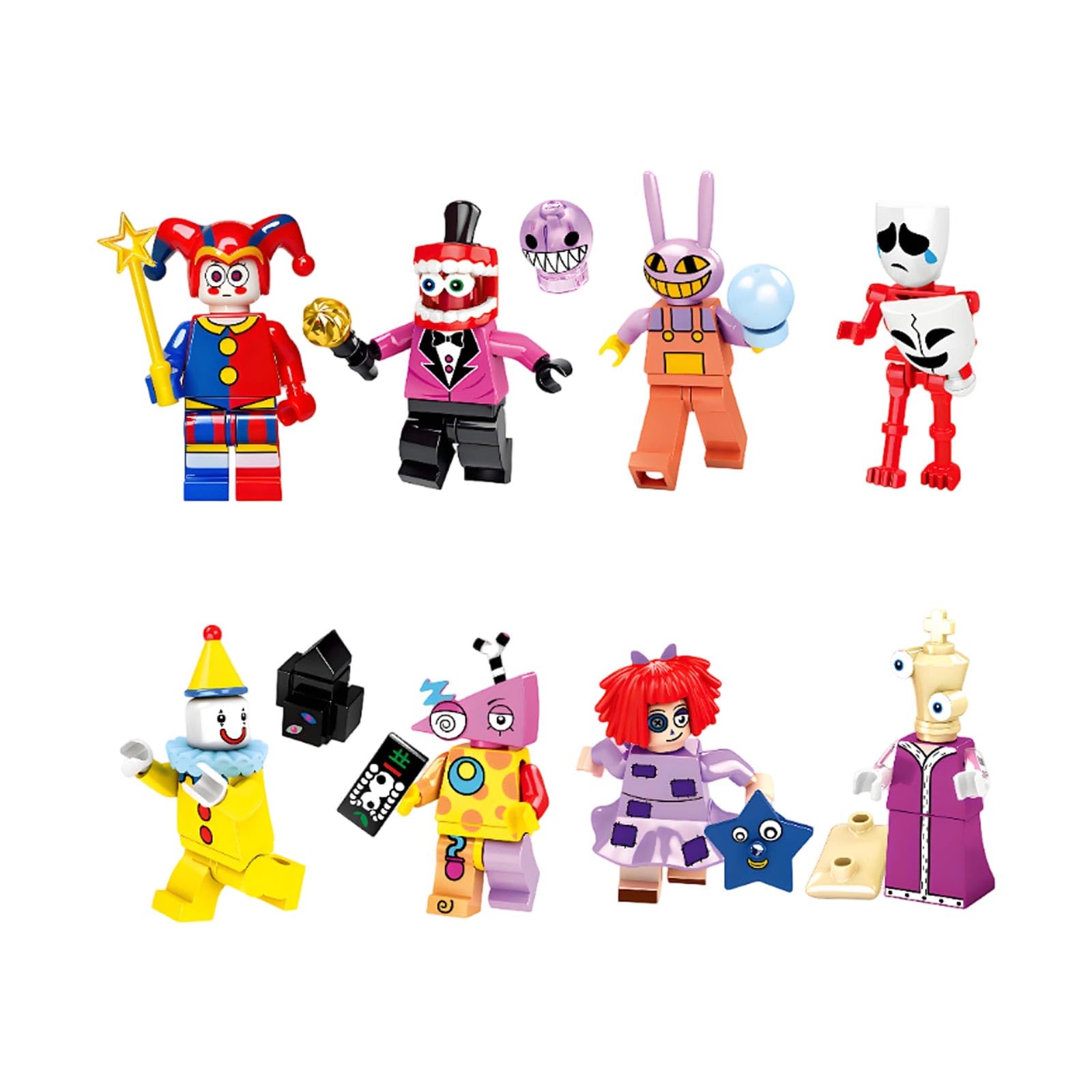 Amazing Circus Pomni Figure Building Blocks Anime Character Jax Funny Collectible Action Figures Circus Building Blocks Creative Desk Decorations Gifts for Fans