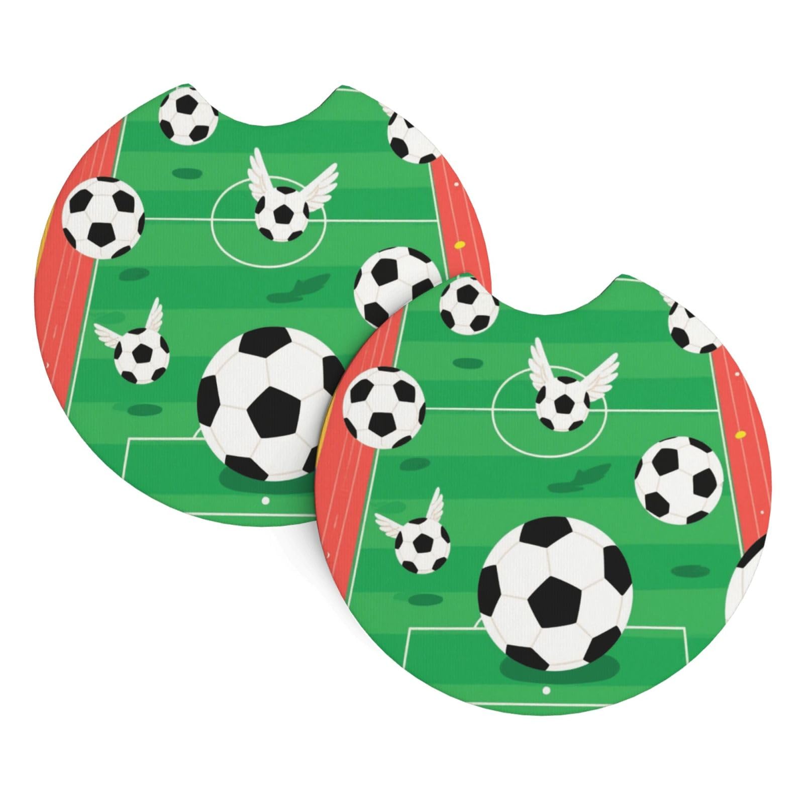 2 Pack Car Coaster for Cup Holders Soccer Car Cup Coaster 2.7" Neoprene Non-Slip Automotive Cup Mat Universal Auto Car Interior Accessories for Women Men Cup Pad
