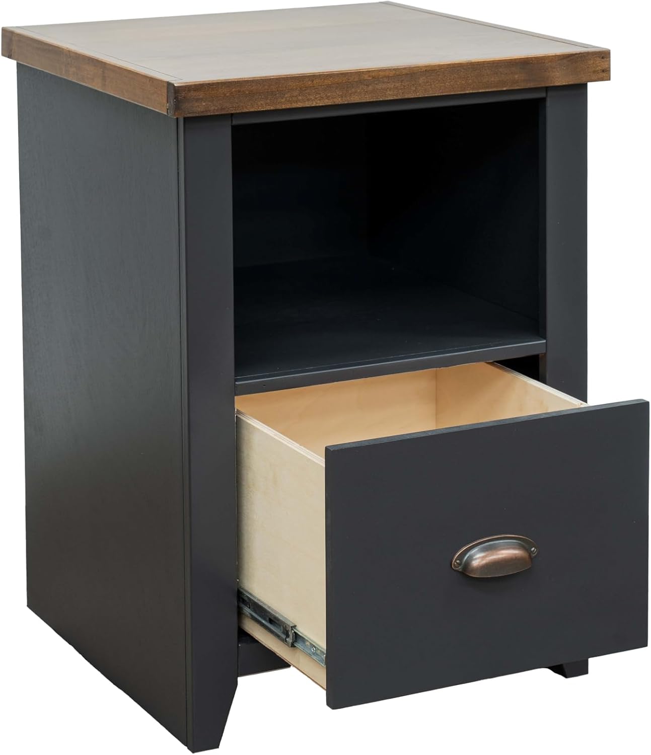Essex Black and Whiskey 22" Wood 1-Drawer File Cabinet