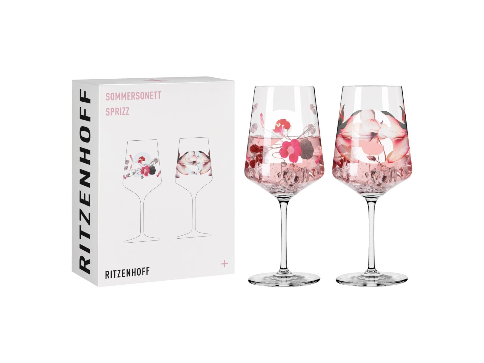RITZENHOFF 3461002 Aperitif Glass 500 ml Set of 2 Summer Sonett No. 2 with Flower Motif Made in Germany โ image 1