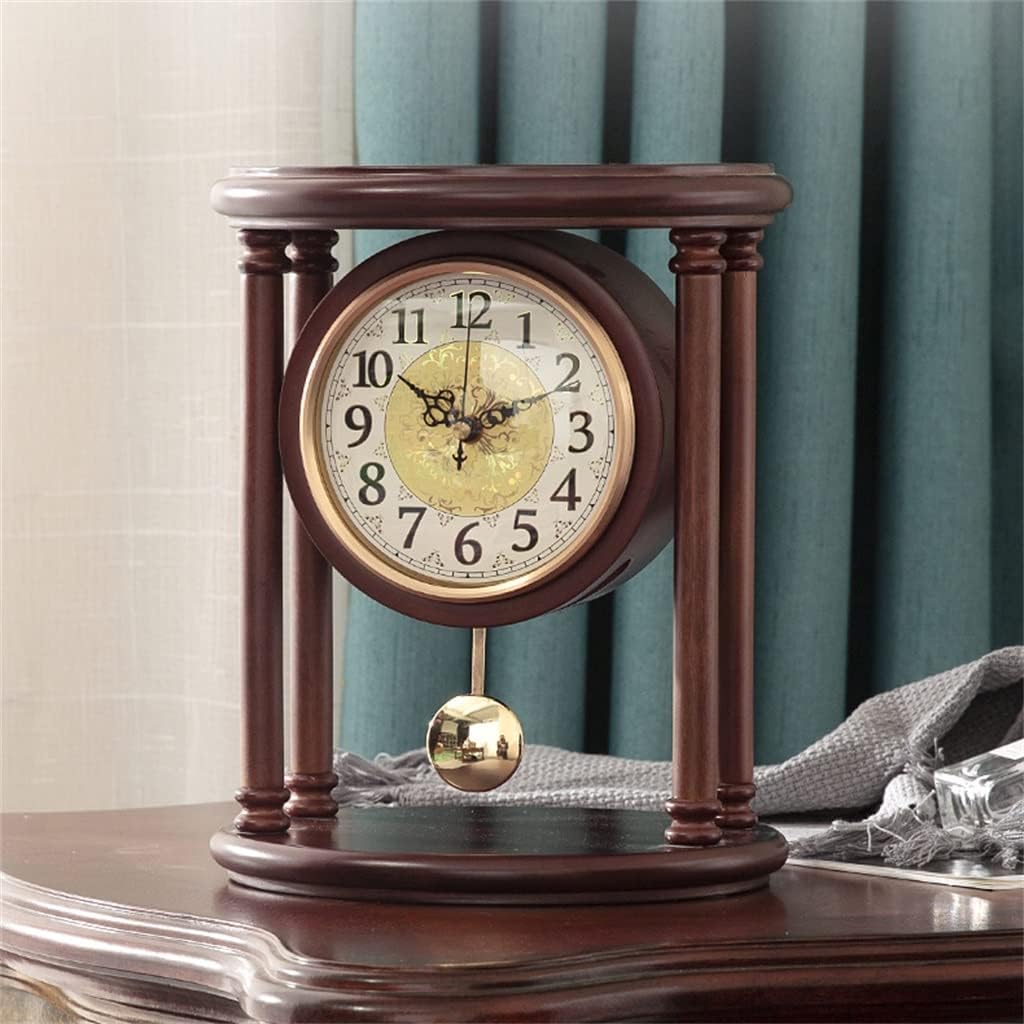 Solid Wood Desk Clock, Home Desktop Decoration, Desk Clock, Living Room, Silent Swing Clock