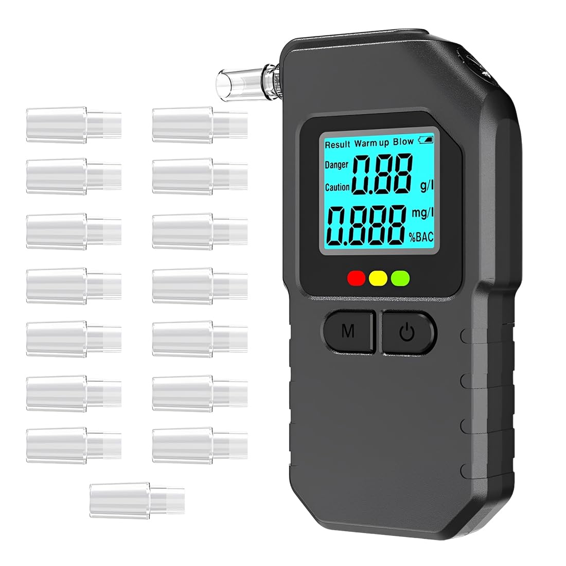 1 Pezzi Etilometro Portatile Professionale Alcoltest Certificato Uso Personale, Alcol Test Portatile, Alcoltester Digitale Precisa del Tasso Alcolemico Incluso 10pz Bocchini