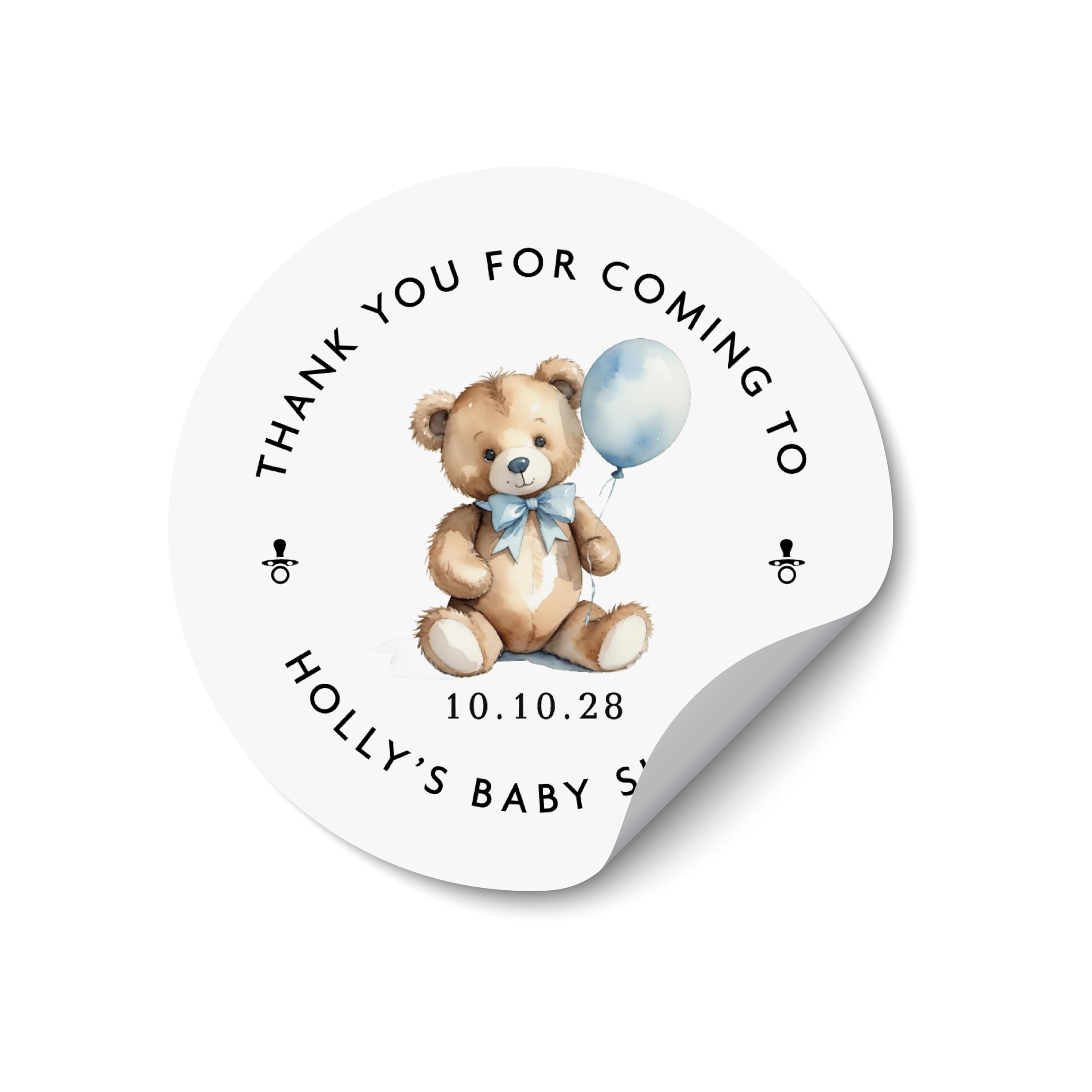 Blue Bear Baby Shower Stickers, Personalised Boy Favour Tags, Custom Gift Labels, Envelope Seals, Party Decor - BS35