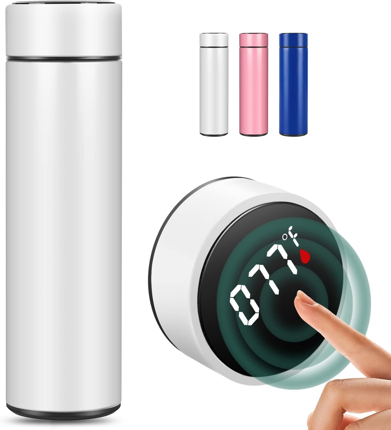 Smart Water Bottle with LED Temperature Display,Stainless Steel Coffee Thermos,Travel Mug,Tea Infuser Bottle,500ml/16.9oz Double Wall Vacuum Insulated Water Bottle,Stay Hot for 12 Hrs,Cold for 12 Hrs