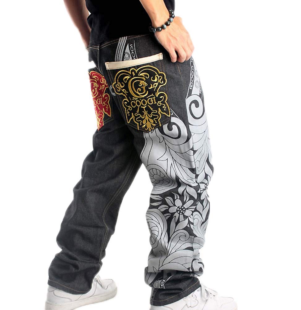 Men's Vintage Graffiti Hip Hop Style Baggy Jeans Rap Jeans