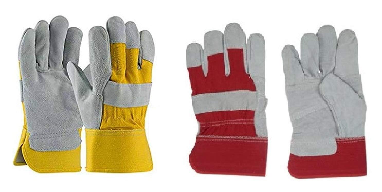 WeighTAJ Split Leather Palm Work Gloves Heat Resistant For Material Handling, Machining, Welding, Canadian Gloves Etc (1Pair, Yellow) (B08XVP2KDH) Amazon Price History, Amazon Price Tracker