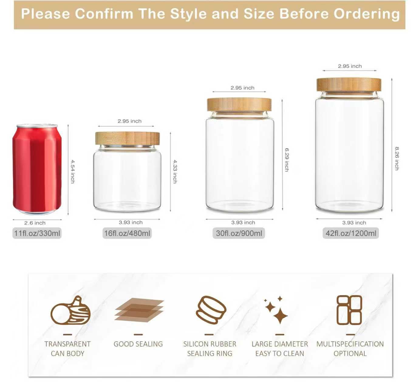 Amazon｜MOLADRI 900ml / 30オンス クリアでかわいいガラスストレージ