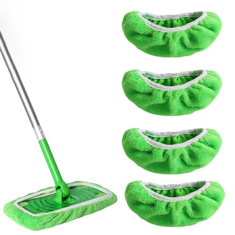 Azlanway Chiffons Réutilisables pour Sweeper Mop, 4 Pièces Lavables Mop de Chiffons de Rechange en Microfibre 25,5 x 11,5 cm Lavables pour Une Utilisation...