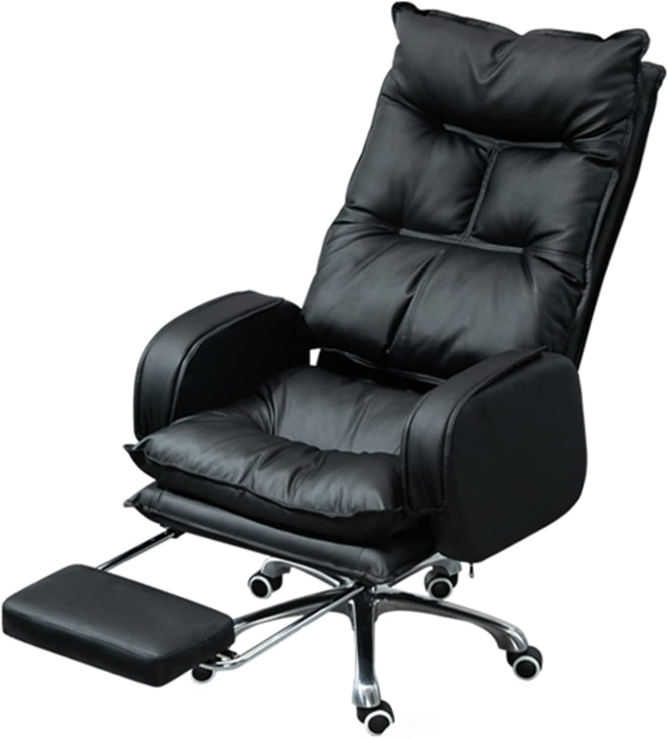METTEOR Black Executive Office Chair PU Leather High Back Cuter Desk Chair with Lumbar Support & Footrest Ideal for Conference Rooms & Home Office - One Size (Black Einheitsgr??e)