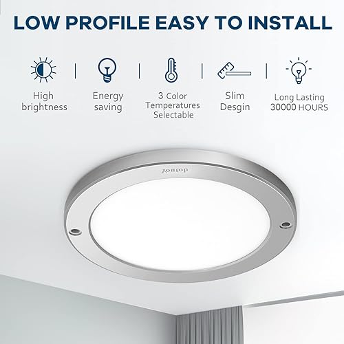 Miniatura 4 de Youtob Lámpara de techo LED de montaje empotrado, ajustable de 10 W12 W18 W, plata cepillada, 3 colores, accesorio de iluminación redonda para