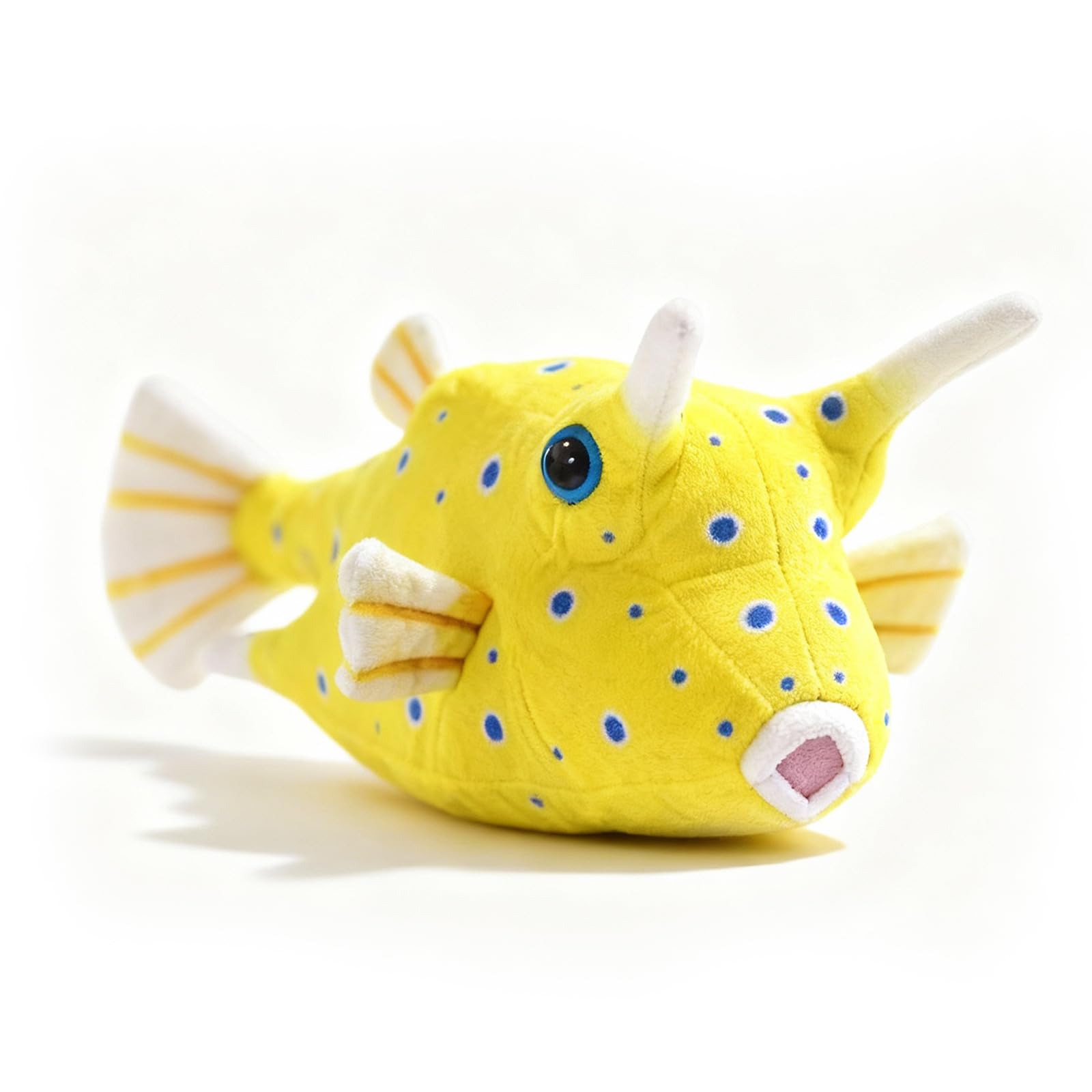 PuffPurrs Longhorn Cowfish Plush - Lifelike 3in Yellow Reef Fish Toy, Realistic Boxfish Plush Gift for Ocean & Nature Lovers