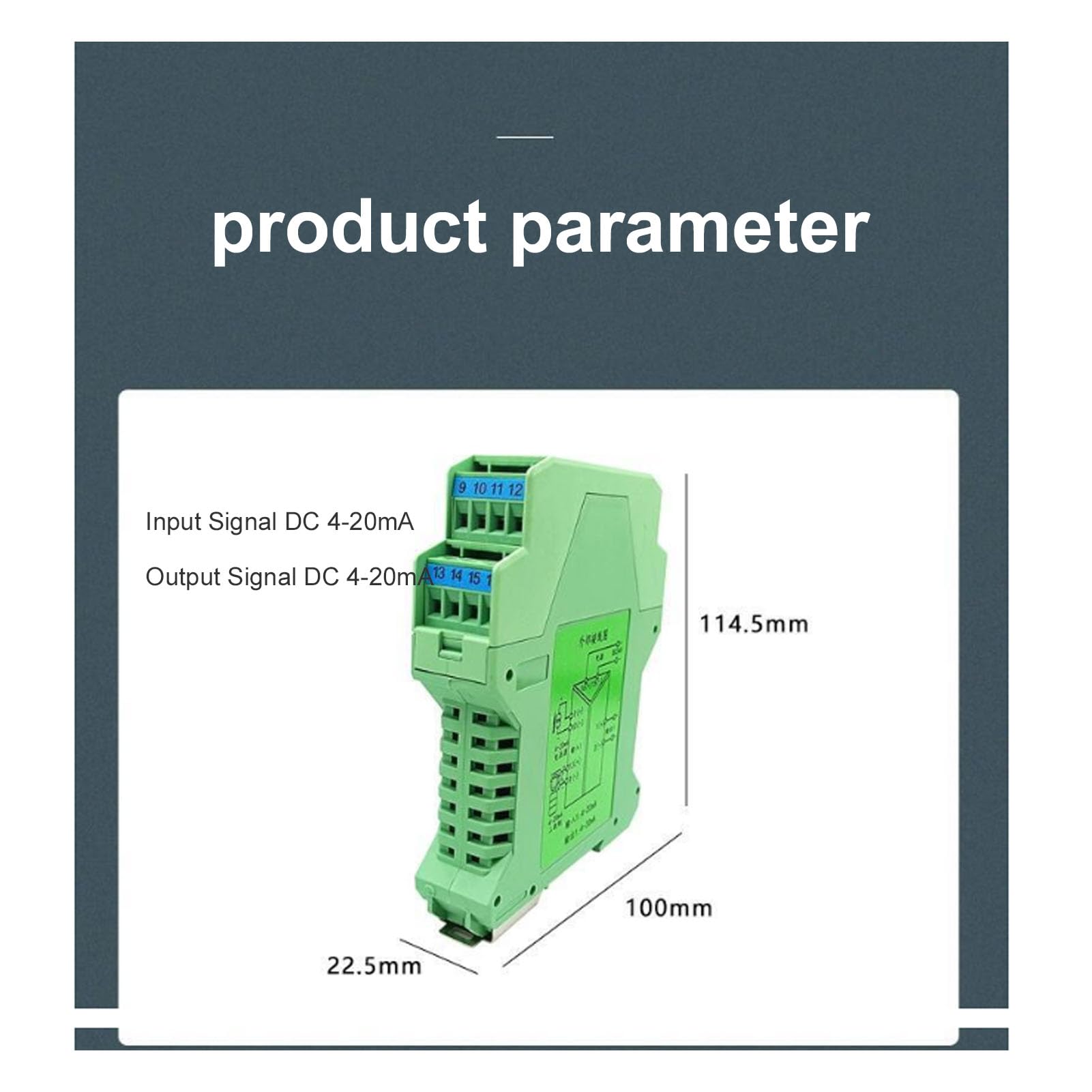 DC24V Signal Isolator 1 Input 1 Output Current Transmitter 4 ‑ 20mA Analog PLC Control Montaje en Carril DIN