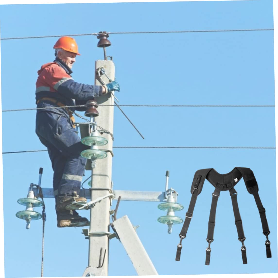 NIDONE Tirantes ajustables aparatos ortopédicos de hombre de servicio pesado, tirantes de cinturón de herramientas para hombres trabajo elástico ajustable suspender trabajo de servicio pesado x