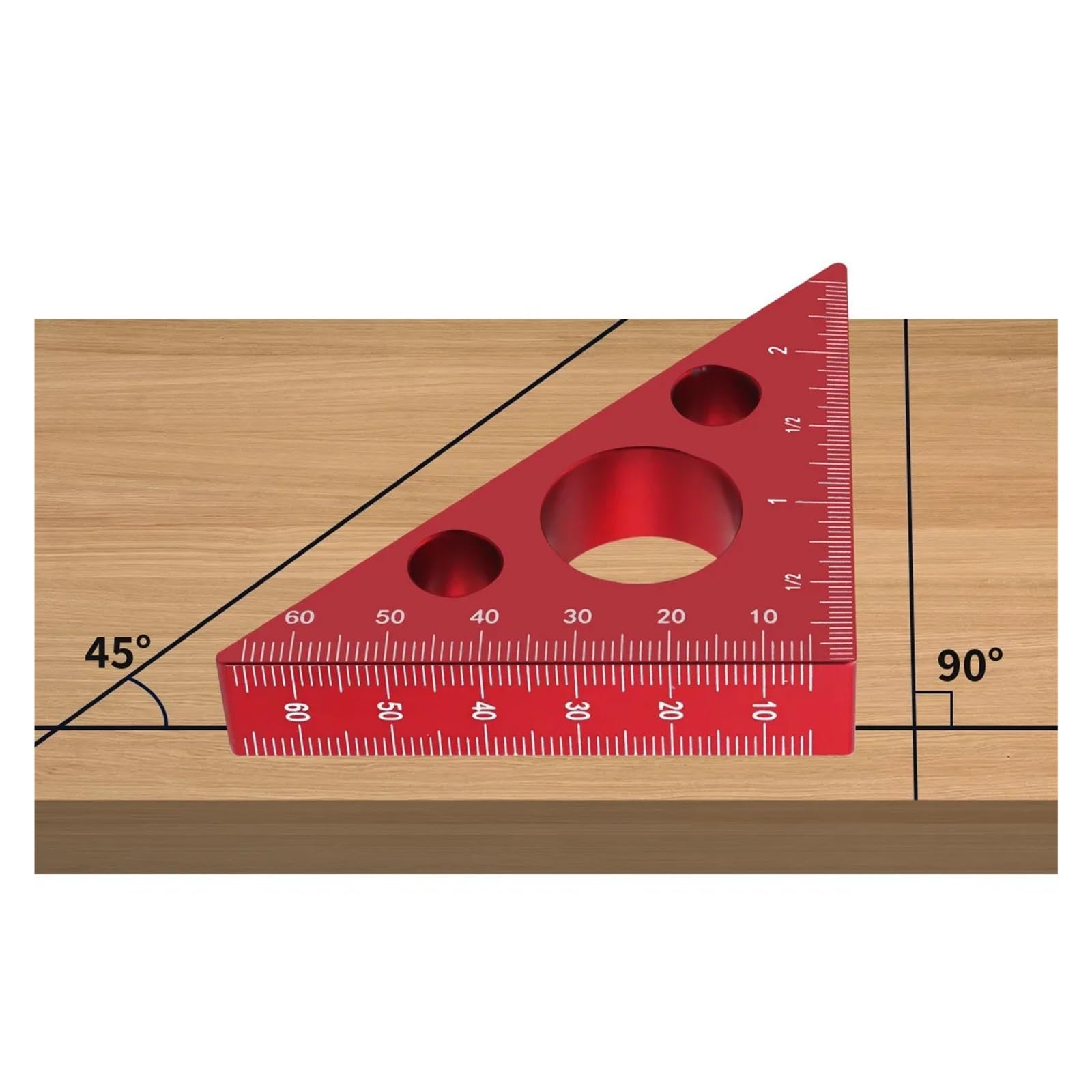 Set di Calibri, Righello angolare in lega di alluminio da 45 a 90 gradi, metrica, squadra for falegnameria, misuratore altezza, utensile manuale fai te(Blauw)