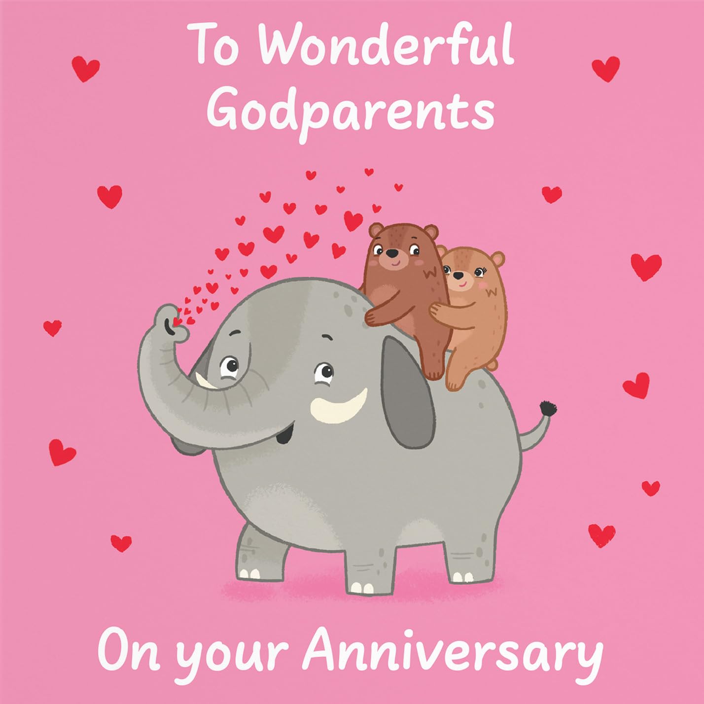 Hunts England - Cute Elephant Love Godparents Anniversary Card - Fun Bears Anniversary Card - Love Story Collection - Image 2