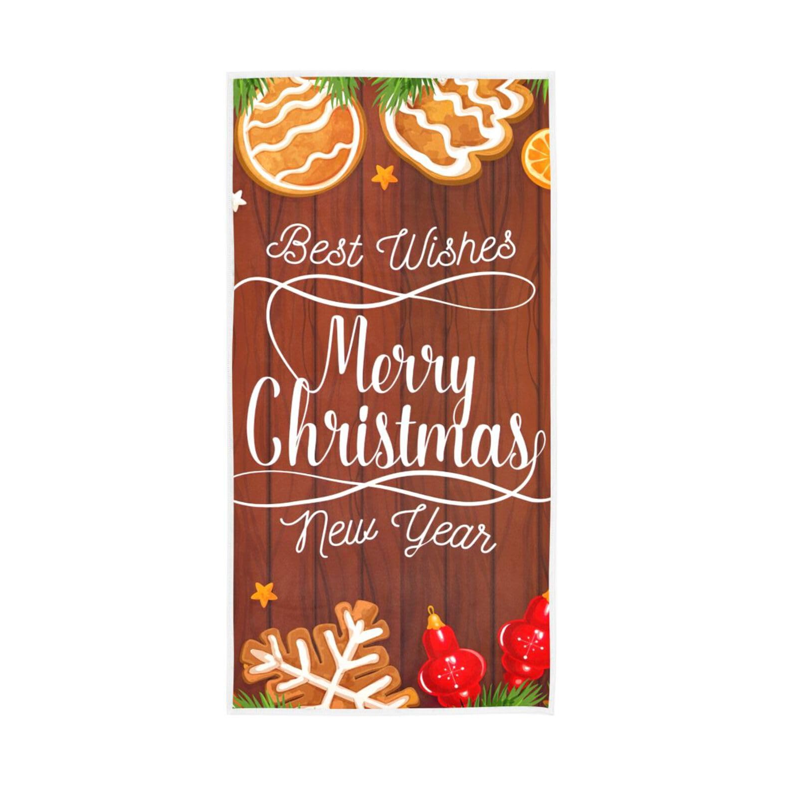 LSRCPD Christmas Gingerbread Cookies Finger Towels, 15 x 30 Inches Spa Towels, Hand Towels Decorative Facial Towels for Estheticians