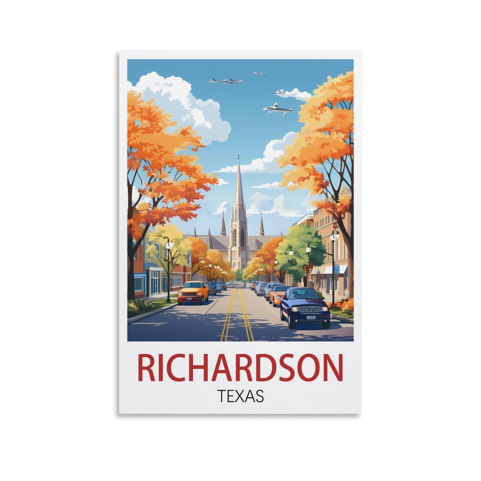EZMLFA 5D Diamond Art Kits for Beginner,Richardson Texas Kits for Adults and Kids, Full Drill Round Rhinestone Paint with Diamonds,DIY 5D Diamond Art 50x60cm
