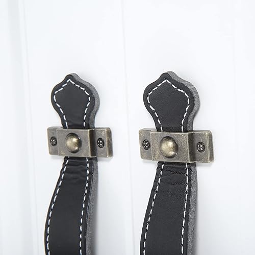 Miniatura 6 de Mgoodoo Paquete de 5 tiradores de cuero para cajones, 6 pulgadas, hechos a mano, de cuero, para niños, pomos de cajón suaves para reemplazo de