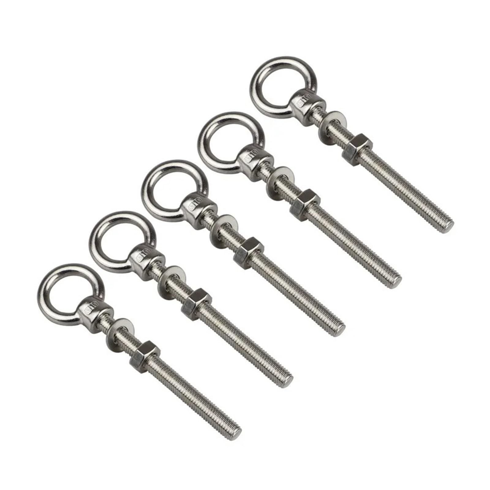 Perno de argolla de elevación de hombro largo con tuerca y anillo: acero inoxidable 316, opciones M6 M8 M10 M12 disponibles(M8X80mm-5 Pieces)