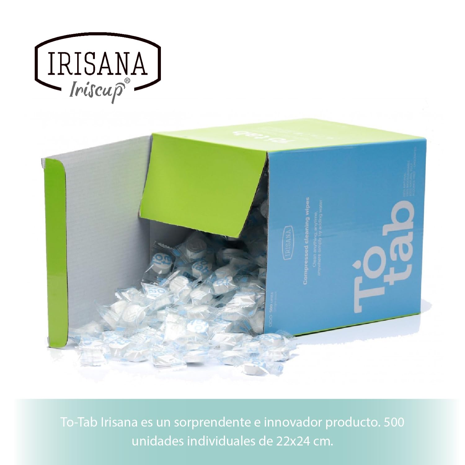 Irisana - Toallitas Comprimidas en Pastillas - 500 unidades - Hipoalergénico - Fabricadas en Pulpa de Bambú - Ecológicas - Biodegradable - Limpiadoras