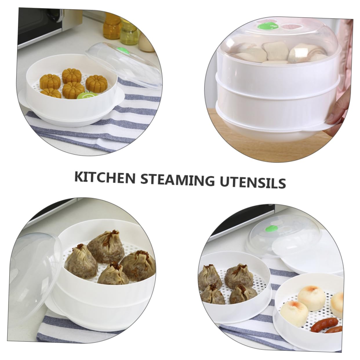 Alimento doble para microondas para cocinar verduras con ventilación para una fácil limpieza y circulación de vapor eficiente 5