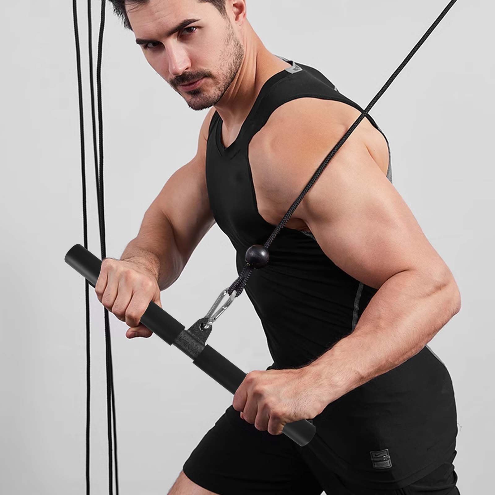 Fitness LAT drążek do ściągania, obrotowy prosty drążek, drążek na biceps i triceps z karabińczykiem, przystawki do maszyn kablowych, trening siłowy mięśni ramion, przystawka do ściągania LAT z