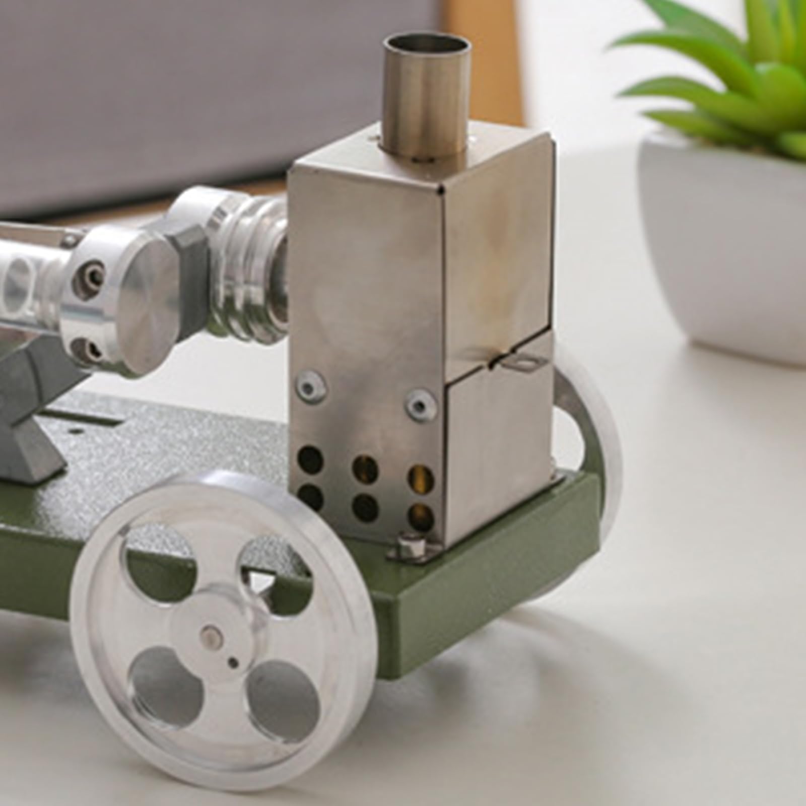 Modello auto con motore Stirling in metallo Dimostratore conservazione ' energia termica Sussidio didattico fisica per dimostrazione in Modello verde