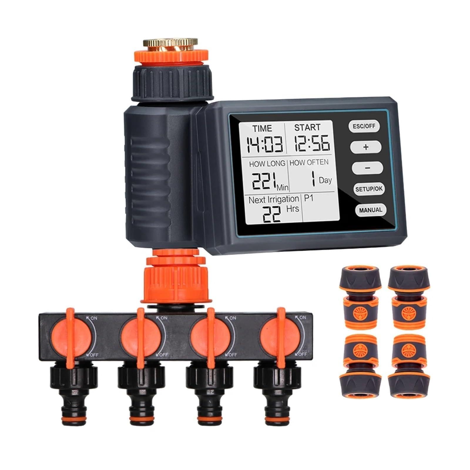 Timer for irrigazione Automatico da Giardino con Display a Grande Schermo, Controller for irrigatori programmabili LCD for Sistema di irrigazione con Rubinetto Flessibile(H x Timer)