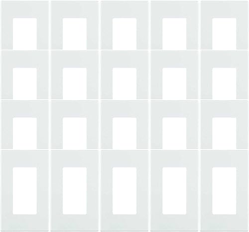 Leviton 80301-SW Decora Plus - Placa de pared sin tornillos, de 1 ventana, color blanco, paquete de 20