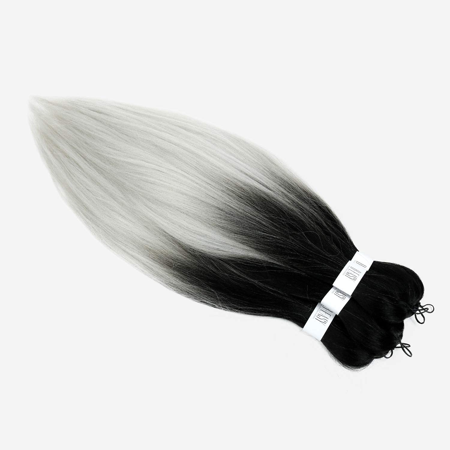 26 Inch (unfold 52"+) 6 Packs AU-THEN-TIC Braiding Hair Pre Stretched B-Easy Ez Braid Synthetic Soft Yaki Crochet Braid Hot Water Setting Hair Extensions (26 Inch (Pack of 6), TT1B/SILVER)