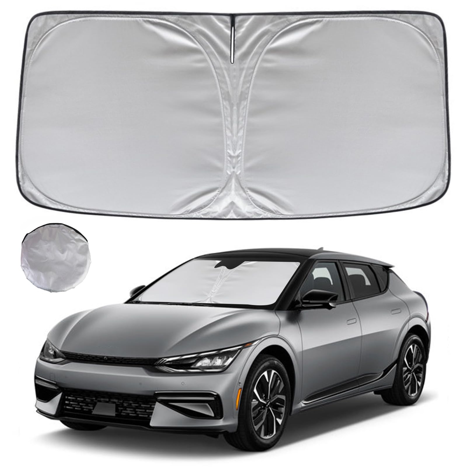 KAYZT Windshield Sun Shade for 2022-2025 Kia EV6 Foldable Sunshade Front Window Custom Fit Car Accessories