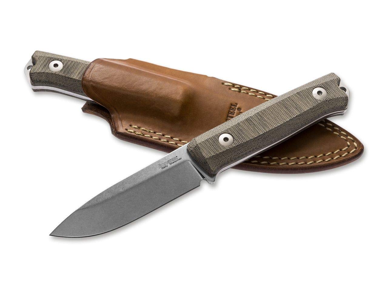 Lionsteel Unisex - Adulto B40 Canvas-Micarta Coltello da viaggio verde 22,7 cm