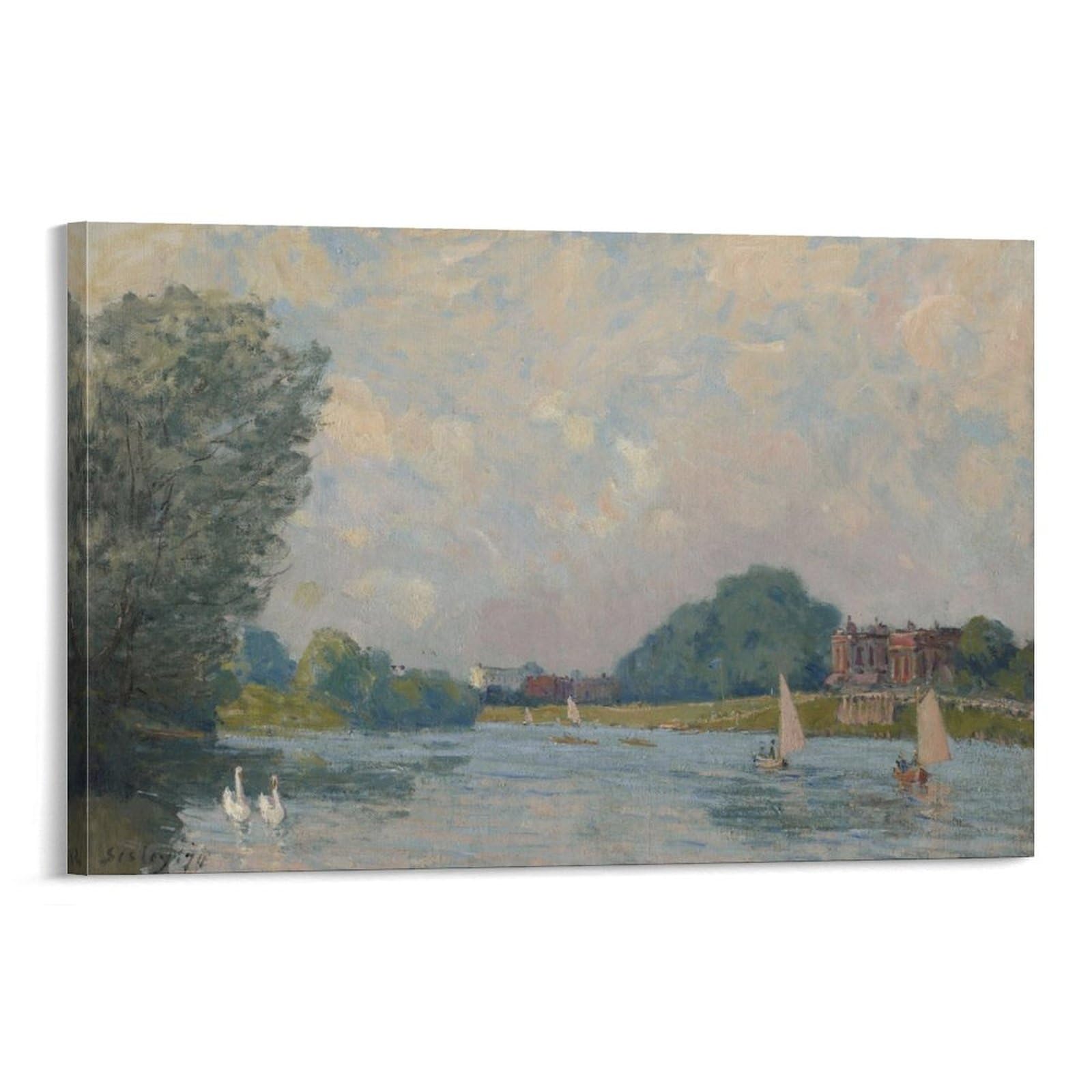 The Thames at Hampton Court, 1874 by Alfred Sisley Wall Art Prints Poster Artworks Picture Print Poster Wall Art Painting Canvas Decor Home Posters 08x12inch(20x30cm)