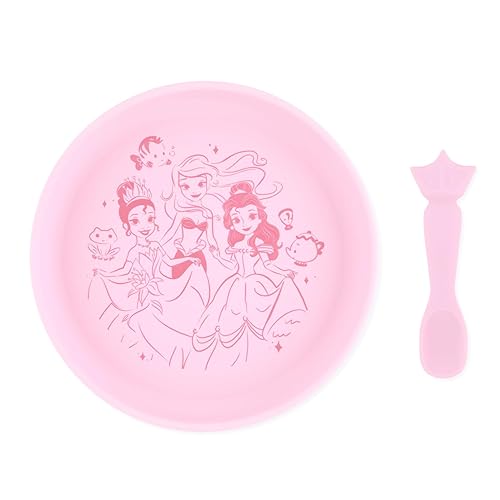 Bumkins Disney - Juego de platos y cucharas para bebés y niños pequeños, plato de silicona para bebés y niños, destete LED, suministros de Bumkins Disney - Juego de platos y cucharas para bebés y niños pequeños, plato de silicona para bebés y niños, destete LED, suministros de