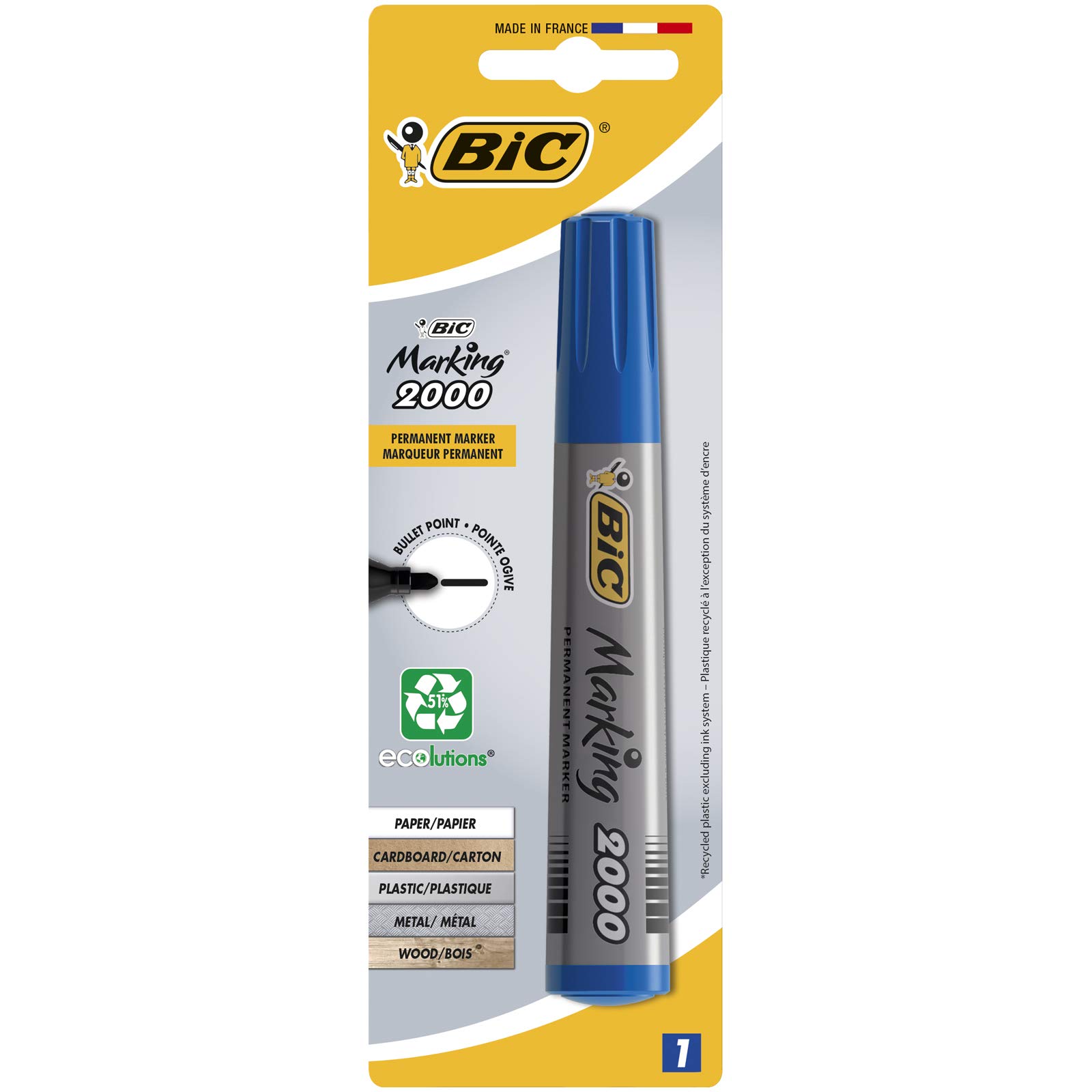 Acheter BIC® Marqueurs Permanents Marking™ 2000, Jetables, Pointe Ogive, 1,7 Mm, Couleur De L'encre : 4 (4 Pièces), Vous Recevrez 1 Paquet ? Comparer Chez