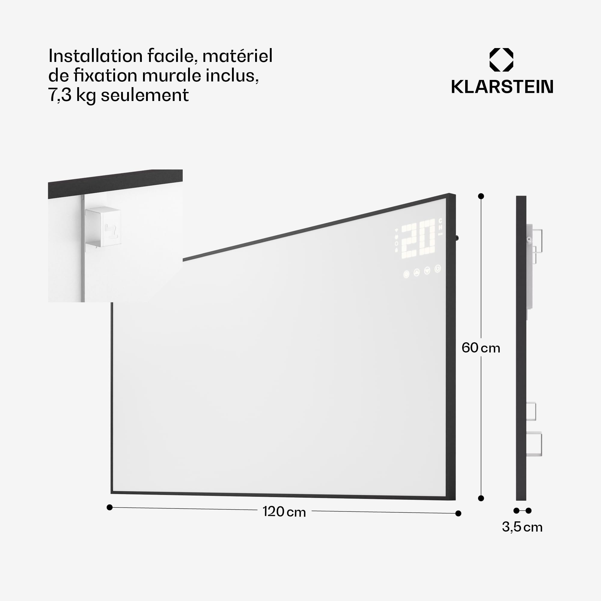 Klarstein Radiateurs Chauffage Radiant Electrique IP24, Chauffage Salle de Bain Infrarouge Intelligent WiFi et App, Radiateur Electrique Mural 770W, Heater avec Détection Fenêtre Ouverte, Thermostat