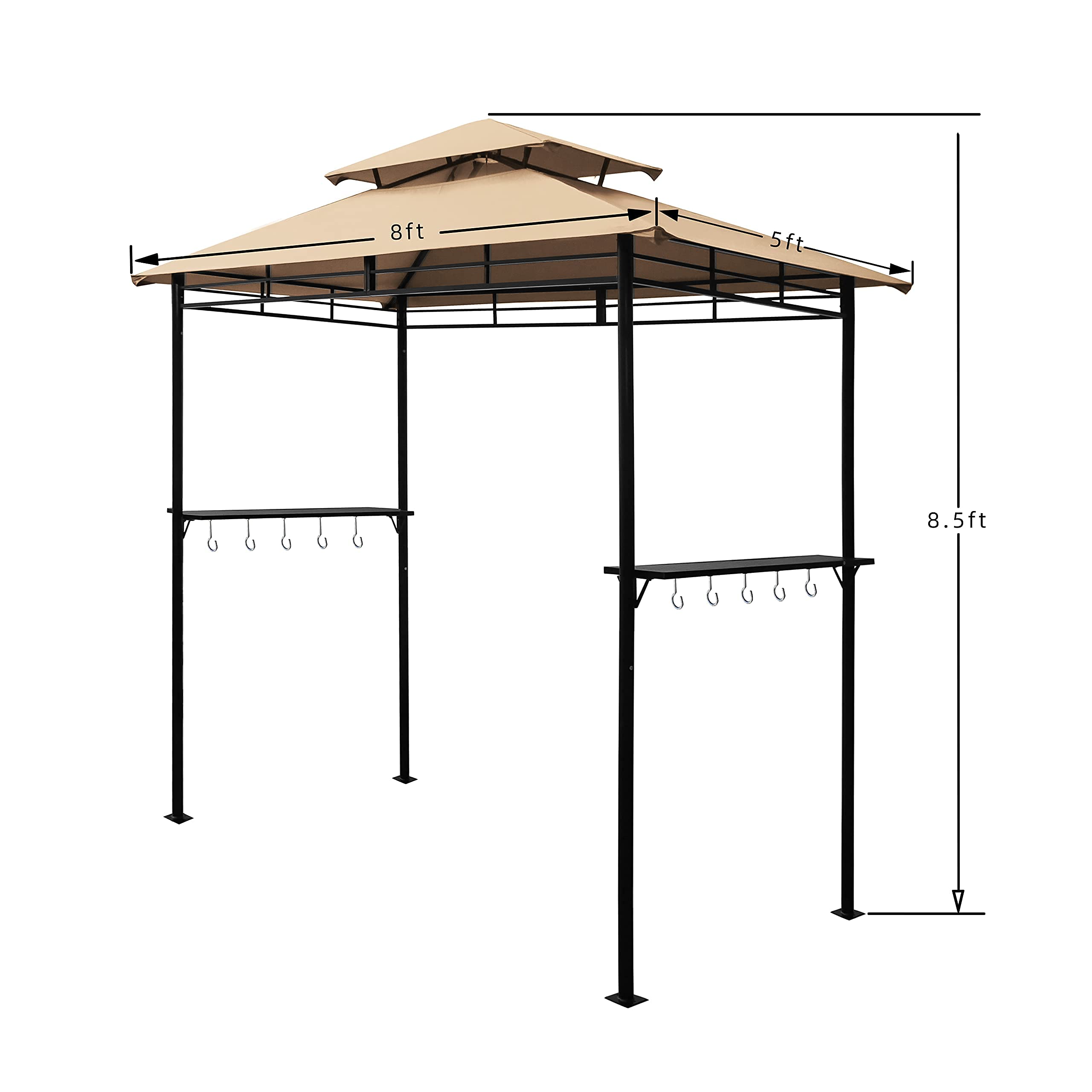DikaSun BBQ Grill Gazebo 8' x 4' Barbecue Canopy Double Tiered Outdoor