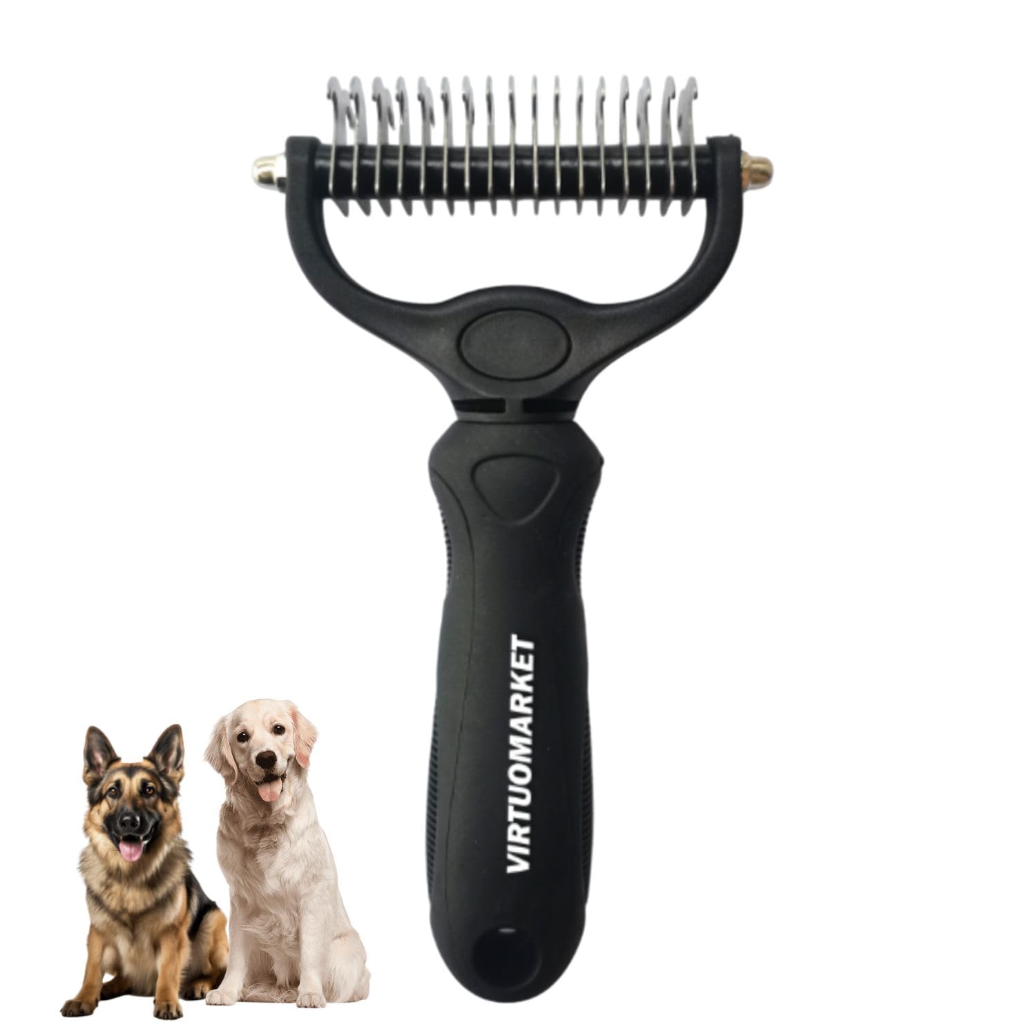 VirtuoMarket Brosse Premium Chiens & Chats – Élimine Poils Morts Sans Douleur – Démêlage Doux – Design Ergonomique Haut de Gamme – Soin Professionnel pour Tous Gabarits – Noir Élégant