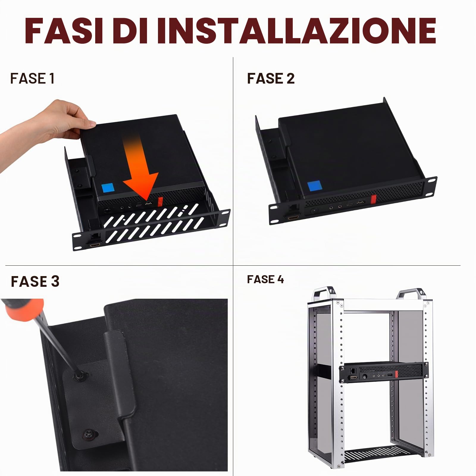 GeeekPi Mensola per mini PC rack da 10" 1U con porta RJ45 CAT6 e porta HDMI per DeskPi RackMate T1/T0