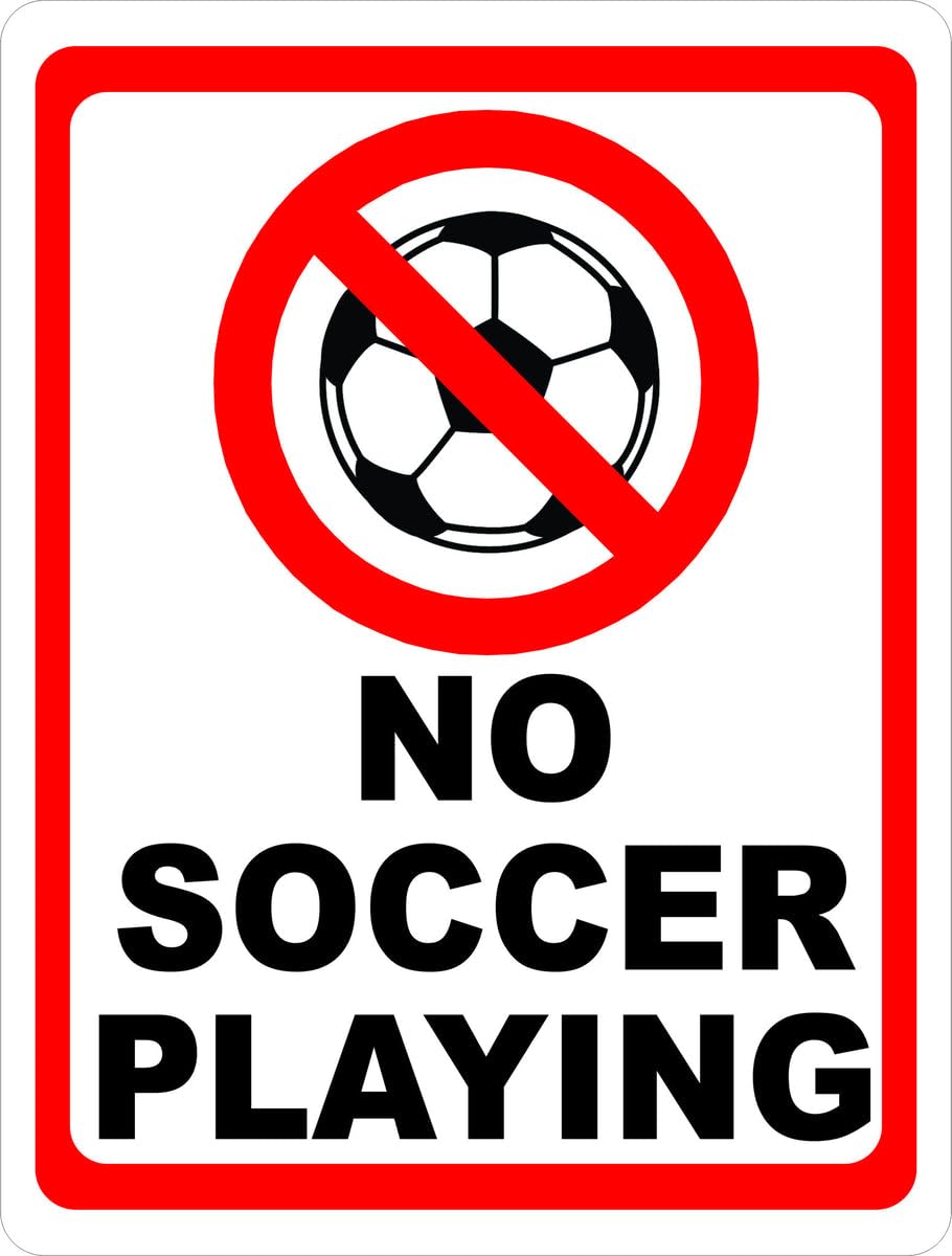 Anceky Style-6 No Soccer Playing Sign Business Signs Metal Tin Signs Safety Caution Sign For Indoor Or Outdoor 5.5"X8"