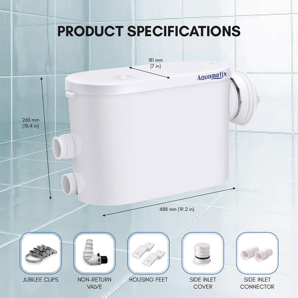Aquamatix Silencio S – pompa do ścieków, pompa domowa do toalety wiszącej, 400 W, cicha praca
