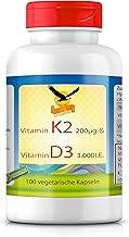 Get UP® Vitamin D3 3000 IU + Vitamin K2 200 μg MK7 | 100 Capsules | Combination Capsules D3+K2 | Vegan & High Dose