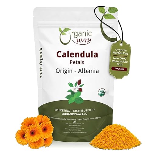 Miniatura 8 de Organic Way Pétalos de flores de caléndula secos  Té de hierbas (Caléndula officinalis)  Cosecha silvestre europea  Certificado orgánico y Kosher