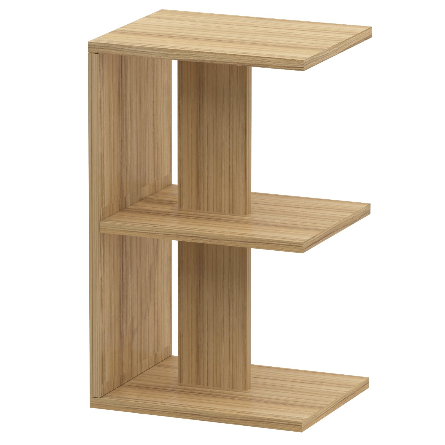 MAHMAYI OFFICE FURNITURE Modern E-Shape Night Stand Table, with 3 Open Storage Shelf For Living Room, Bedroom - Coco Bolo